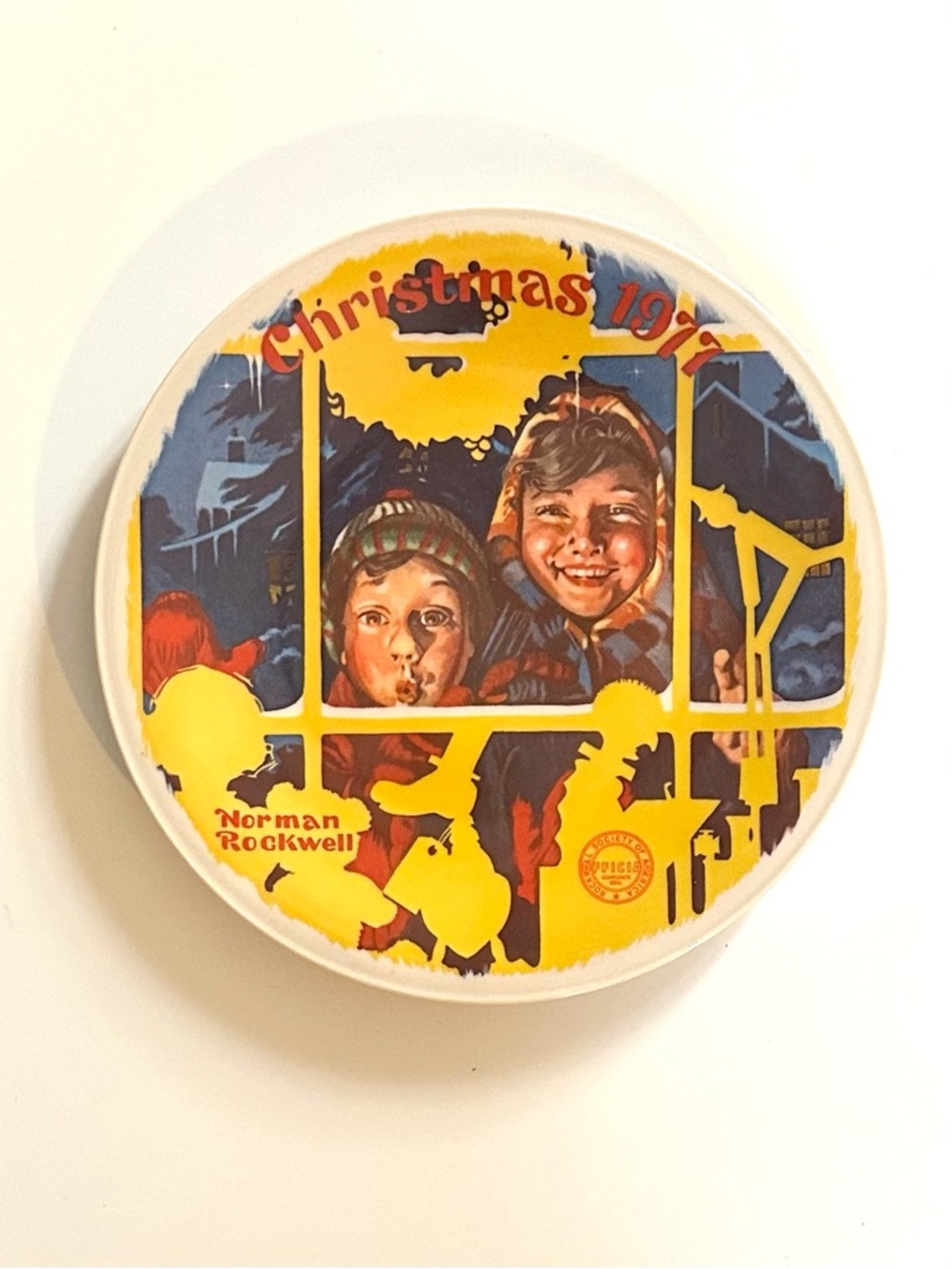 Norman Rockwell "The Toy Shop Window" Christmas 1977 collector plate vintage